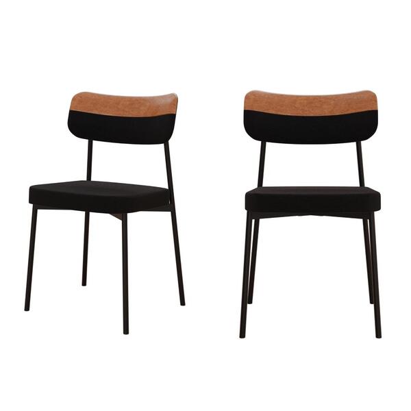 2 Un. Cadeira Fixa Estofada Mynna Tecido Meclado