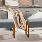 2 Unidades Puff Base Retangular Ferro 59cm Tecido Veludo Cinz