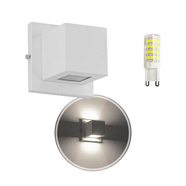 2x Arandela Box 2 Fachos Externa Branca + Led G9 B.frio St891