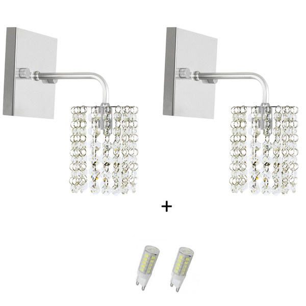 2x Arandelas Cristal Leg. Clearcast + Lâmpadas 6000k Branca