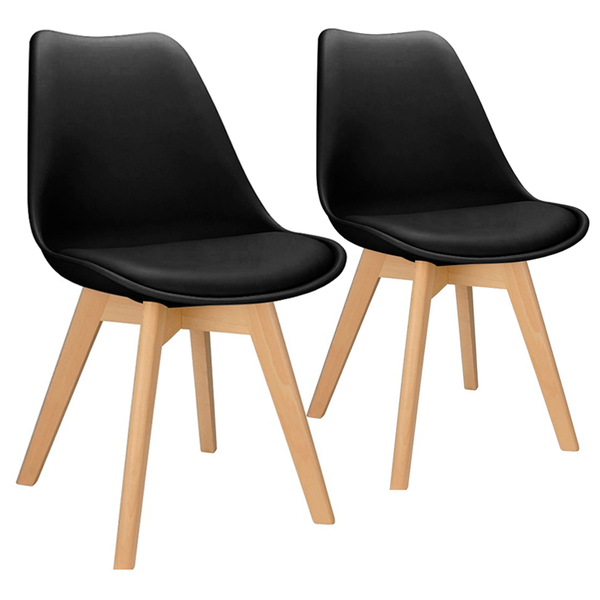 2x Cadeira Charles Eames Leda Design Wood Estofada Base Madei