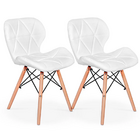 2x Cadeira De Jantar Charles Eames Eiffel Slim Estofada Branco