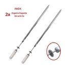 2x Espeto Espada Giratório 50cm De Inox Churrasqueira Grill