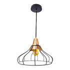 2x Pendente Vou Aramado Metal Bella Iluminação Preto com Cobr