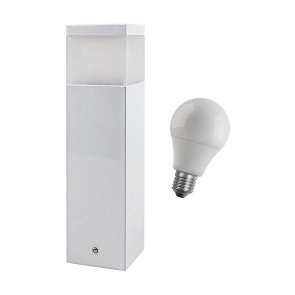 2x Poste Balizador 30cm P/ Jardim Em Alumínio BRANCO + LED 12