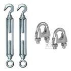 30 M Cabo De Aço Galvanizado Curral 1/8 + 10 Grampos + 5 Esti