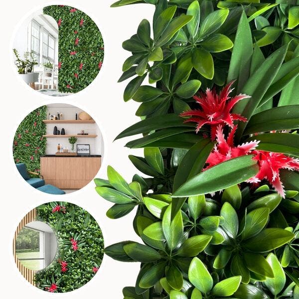 3,0m² Kit Painéis Jardim Vertical Artificial 3d Silicone Proteção Uv ...