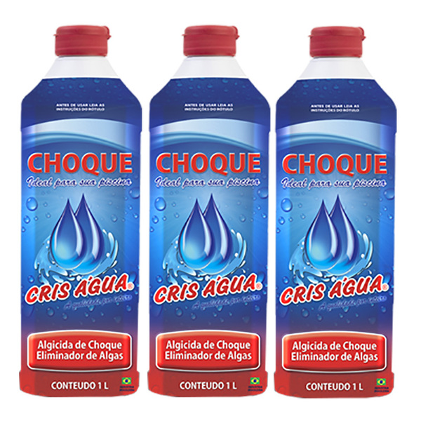 3 Algicida De Choque 1 Litro Cris Água