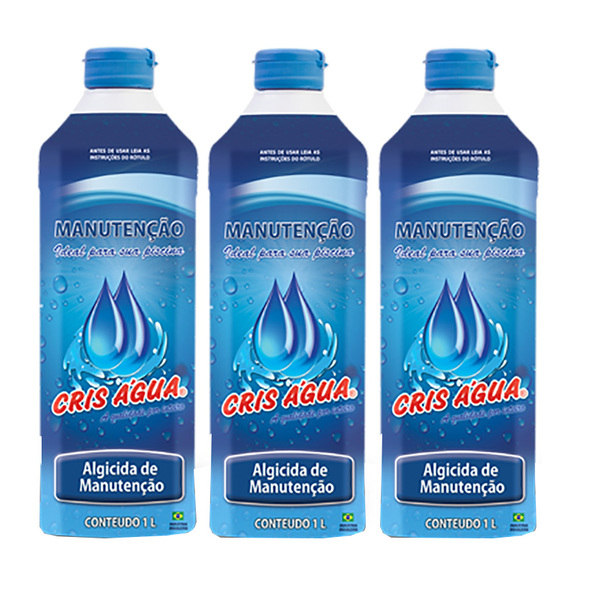 3 Algicida De Manutenção 1 Litro Cris Água