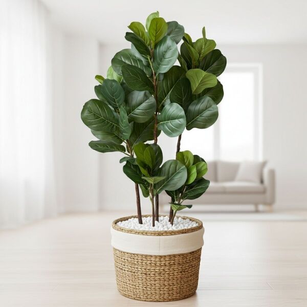 3 Árvores Realistas 120cm Artificiais Planta Grande Ficus Lyr