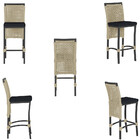 3 Banqueta Em Alumínio Roma Preta Corda Náutica Tecido 12