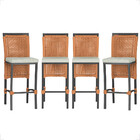 3 Banqueta Em Alumínio Roma Preta Corda Náutica Tecido 3