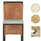 3 Banqueta Em Alumínio Roma Preta Corda Náutica Tecido 3