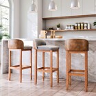 3 Banquetas Alta Com Encosto Moderna Para Balcao De Cozinha L