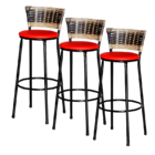 3 Banquetas Alta Para Cozinha Ratan Hawai Cappuccino Premium