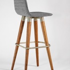 3 Banquetas Alto Padrão Com Encosto Pes De Madeira Tecido Lin