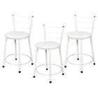 3 Banquetas Baixa Para Cozinha Epoxi Branca Branco