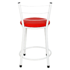 3 Banquetas Baixa Para Cozinha Epoxi Branca Vermelho