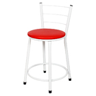 3 Banquetas Baixa Para Cozinha Epoxi Branca Vermelho