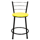 3 Banquetas Baixa Para Cozinha Epoxi Preta Amarelo