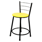 3 Banquetas Baixa Para Cozinha Epoxi Preta Amarelo