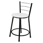 3 Banquetas Baixa Para Cozinha Epoxi Preta Branco