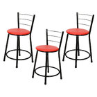 3 Banquetas Baixa Para Cozinha Epoxi Preta Vermelho