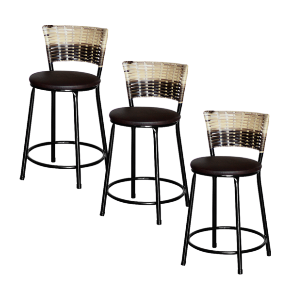 3 Banquetas Baixas Para Cozinha Ratan Hawai Cappuccino Premiu