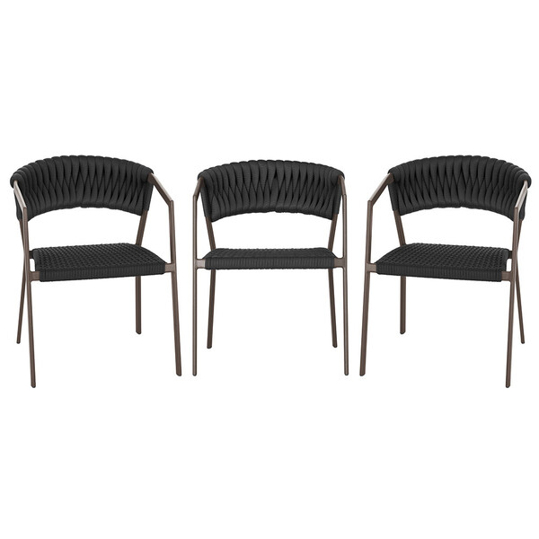 3 Cadeiras Atenas Tricô Náutico E Alumínio Com Proteção Uv Pa