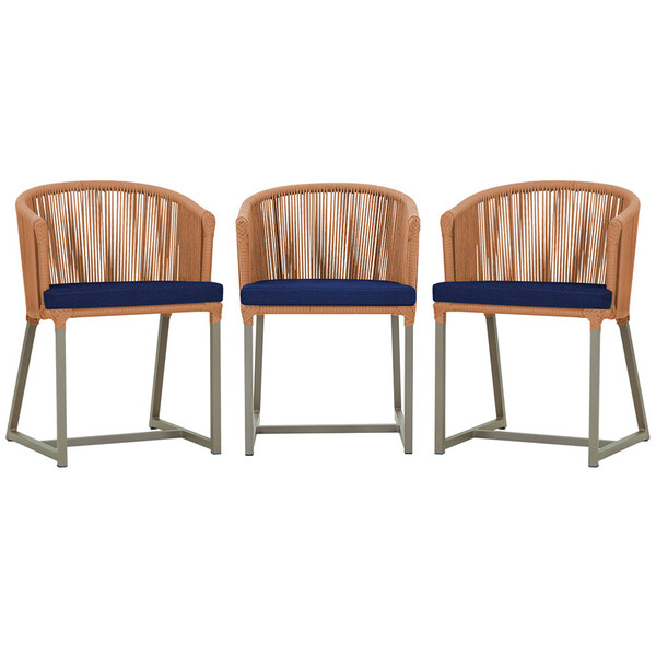 3 Cadeiras De Jantar Área Noronha Em Alumínio Com Pintura Fen