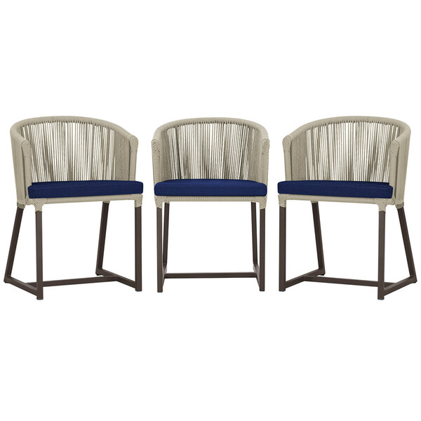 3 Cadeiras De Jantar Área Noronha Em Alumínio Com Pintura Mar