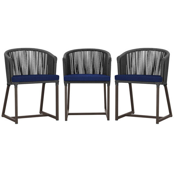 3 Cadeiras De Jantar Área Noronha Em Alumínio Com Pintura Mar