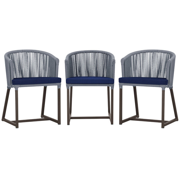 3 Cadeiras De Jantar Área Noronha Em Alumínio Com Pintura Mar