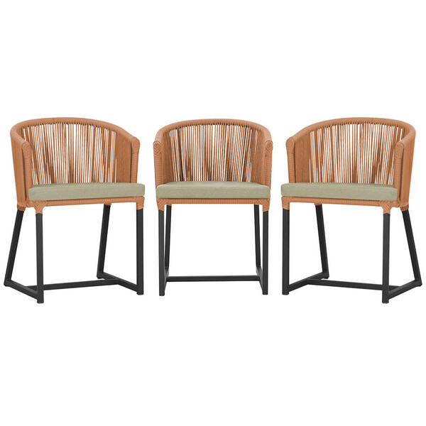 3 Cadeiras De Jantar Área Noronha Em Alumínio Com Pintura Pre