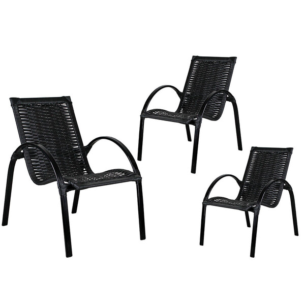 3 Cadeiras Garden Em Alumínio Pintado Para Área Externa Fibra