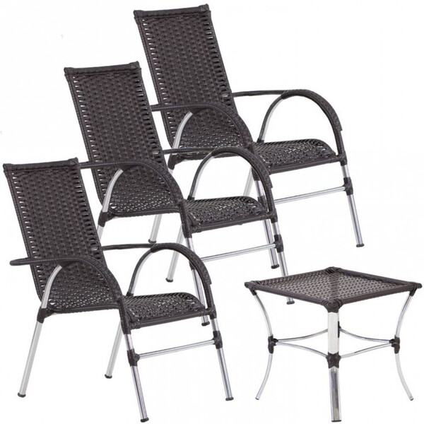 3 Cadeiras Vênus E Mesa Garden Área Externa Trama