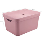 3 Caixas Organizadoras Cube Cesto Com Tampa Ou Martiplast Rosa
