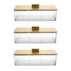 3 Caixas Plásticas Com Tampa De Bambu 3 Divisórias Organizado