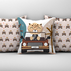 3 Capas De Almofada 45cm Decoração Infantil Raposa Carro