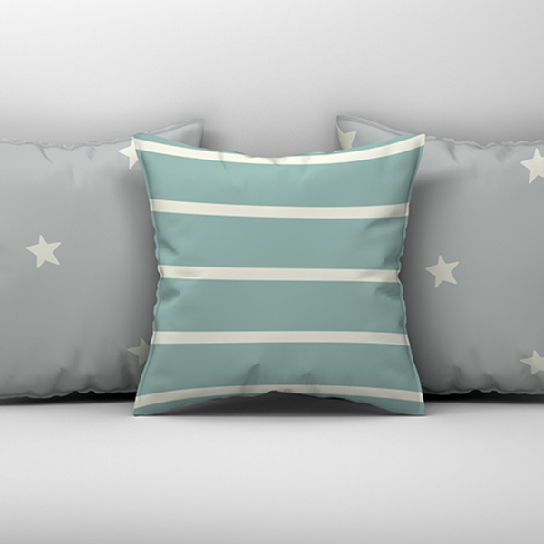 3 Capas De Almofada 45cm Decoração Turquesa Estrelas Listras