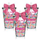 3 Copos Convite Twister Com Laço Personalizados Para Daminha