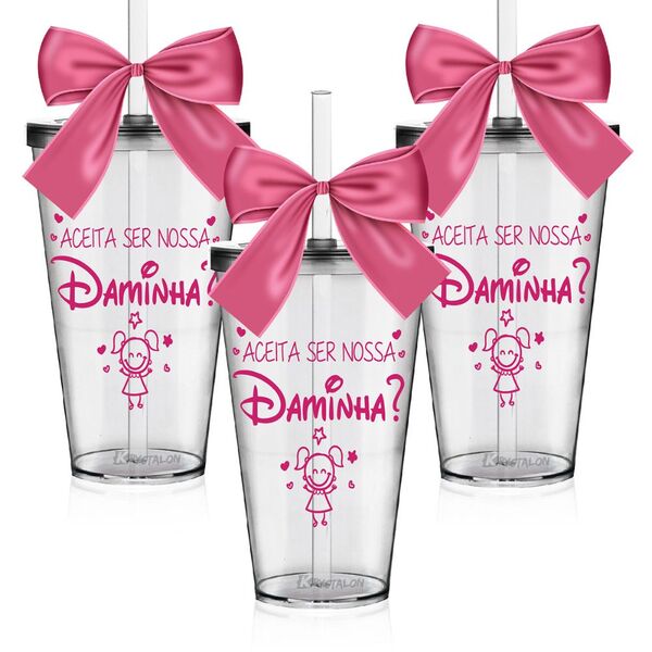 3 Copos Lembrancinha Personalizados Para Daminha - Aceita Ser