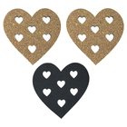 3 Descanso Suporte De Panela Coração Cortiça Preto