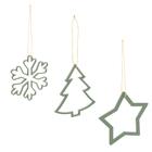 3 Enfeites Woodart Para Árvore De Natal Vazado Verde