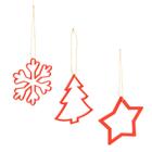 3 Enfeites Woodart Para Árvore De Natal Vazado Vermelho