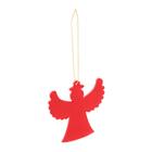 3 Enfeites Woodart Para Árvore De Natal Vermelho