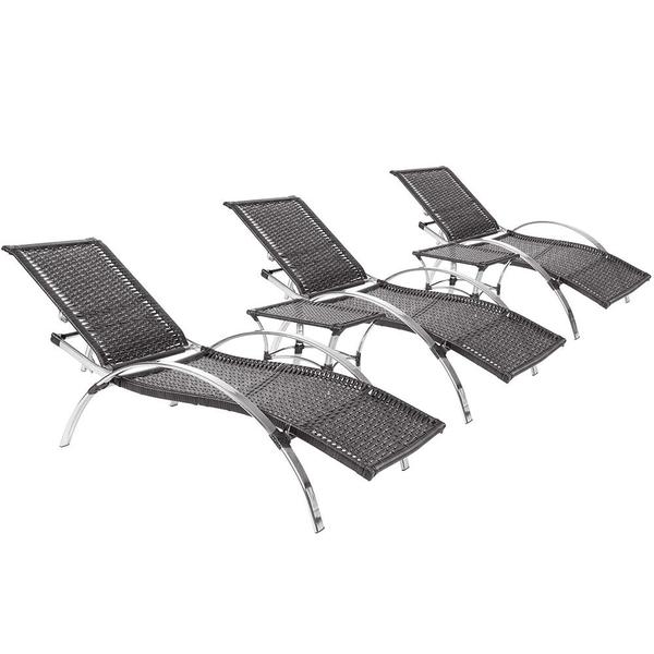 3 Espreguicadeiras 2 Mesas De Centro Ipanema Piscina Jardim Varanda Aluminio Tabaco Leroy Merlin