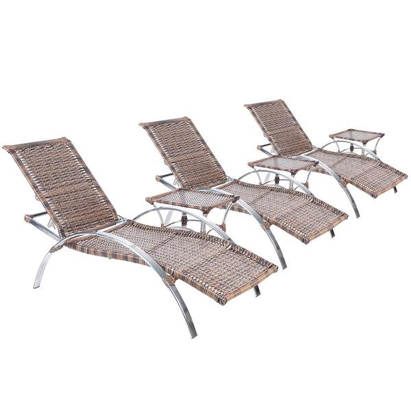Conjunto3 Espreguicadeiras 3 Mesas De Centro Ipanema Argila Piscina Jardim Varanda Aluminio Leroy Merlin