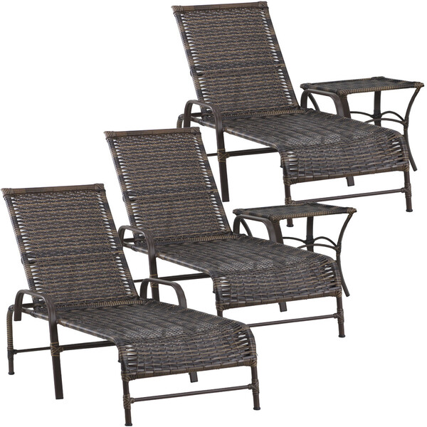 3 Espreguiçadeiras Catar 2 Mesa Centro Com Pintura Alumínio T