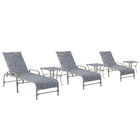 3 Espreguiçadeiras Catar E 3 Mesas Garden Corda Náutica Cor F